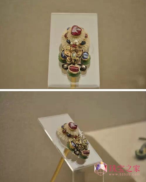 银鎏金镶玉嵌宝蝶赶花顶簪(镶珠宝鎏金银簪 J126) 银鎏金镶玉嵌宝蝶赶花顶簪(镶珠宝鎏金银簪 J126)